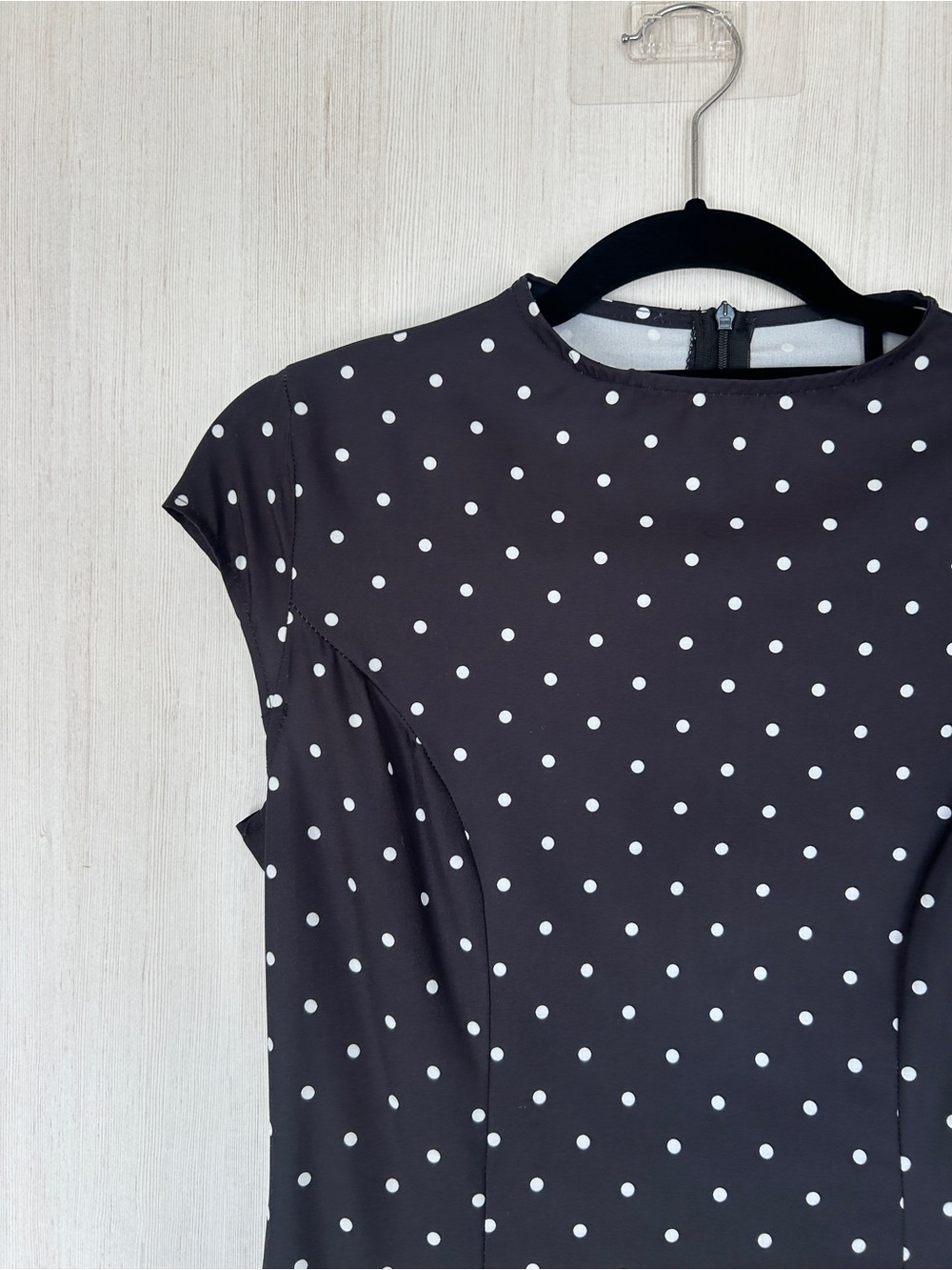 Polka Dot Mock Neck Basque Waist Midi Dress Size Medium - Picture 4 of 9